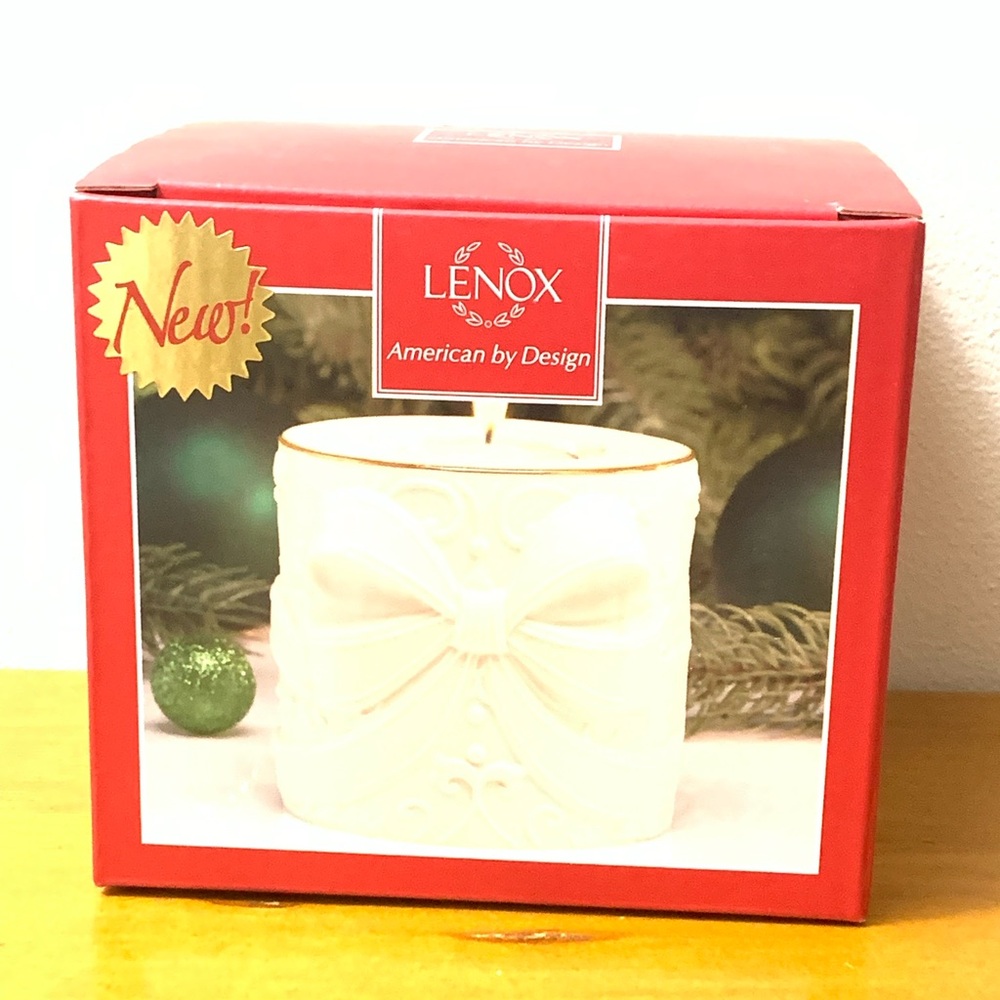 Lenox Radiant Light Bow Votive Christmas Votive Candle Holder 3.25”